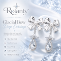 Rolanty™ Silver Bow Drop Earrings for Women, Icy Crystal Dangle Earrings, Faux Pearl Statement Jewelry, Bridal Guest Party Earrings