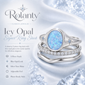 Rolanty™ Silver Ring Stack for Women, Blue Opal Signet Ring Set, Adjustable Statement Rings, Fashion Costume Jewelry Gift