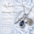 Rolanty™ Silver Charm Necklace for Women, Blue Stone Pendant Necklace, Vintage Inspired Costume Jewelry, Layering Necklace Gift