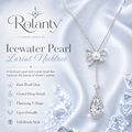 Rolanty™ Pearl Lariat Necklace for Women, Silver Y Necklace, Icy Crystal Pendant Jewelry, Minimalist Bridal Necklace Gift